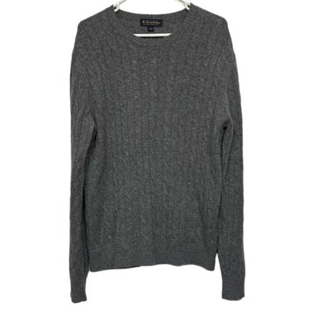 Brooks Brothers Scottish Lambswool Cable Knot Crewneck Gray Sweater Large #6820